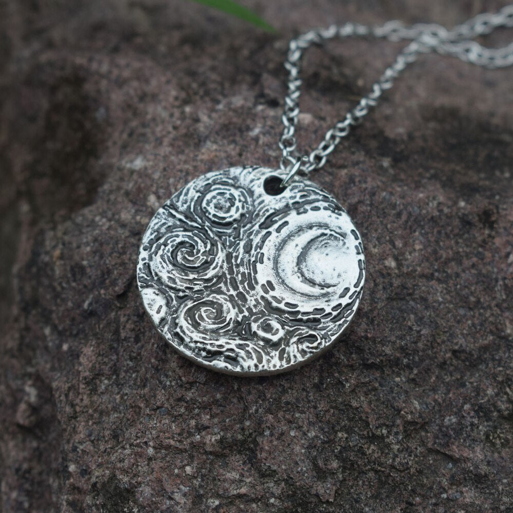 Van Gogh Crescent Moon Starry Night necklace