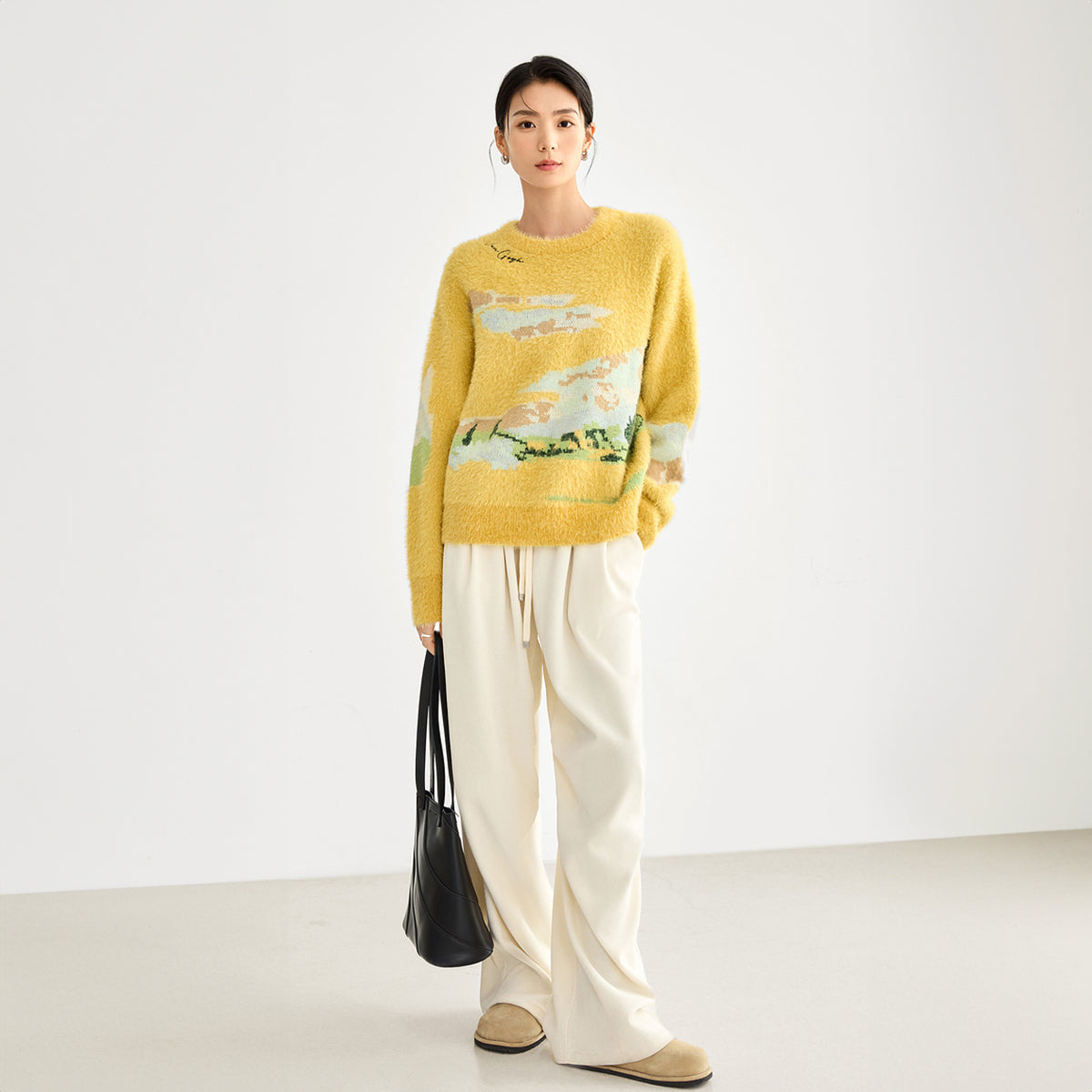 Van Gogh Wheat Field Mohair Knit Sweater