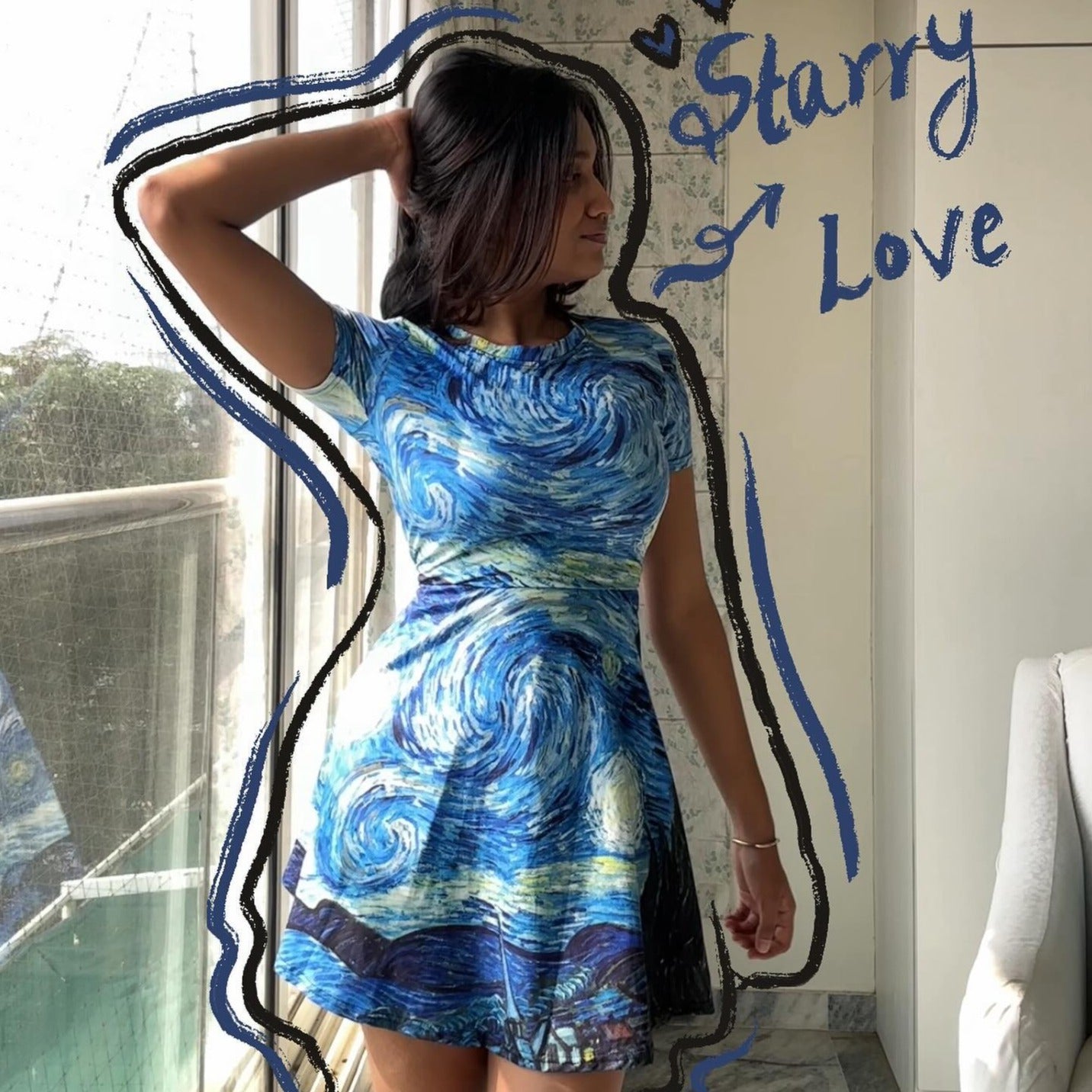 Van Gogh The Starry Night Print Dress