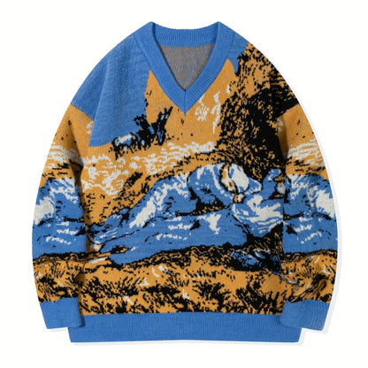 The Siesta, Van Gogh V Neck Knit Sweater