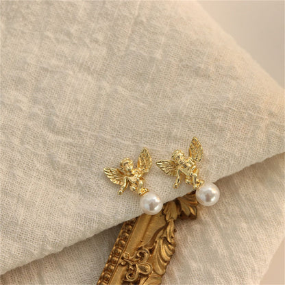 Cupid Angel Pearl Earrings