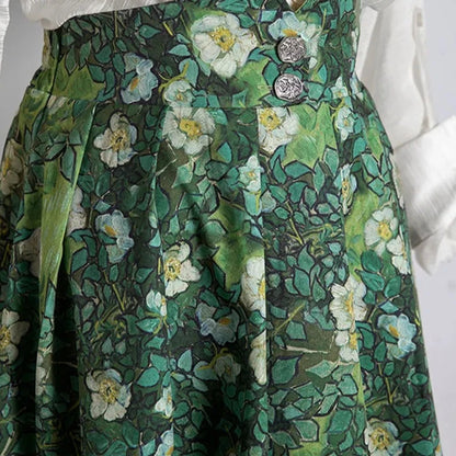 Vintage Floral Printed Skirt