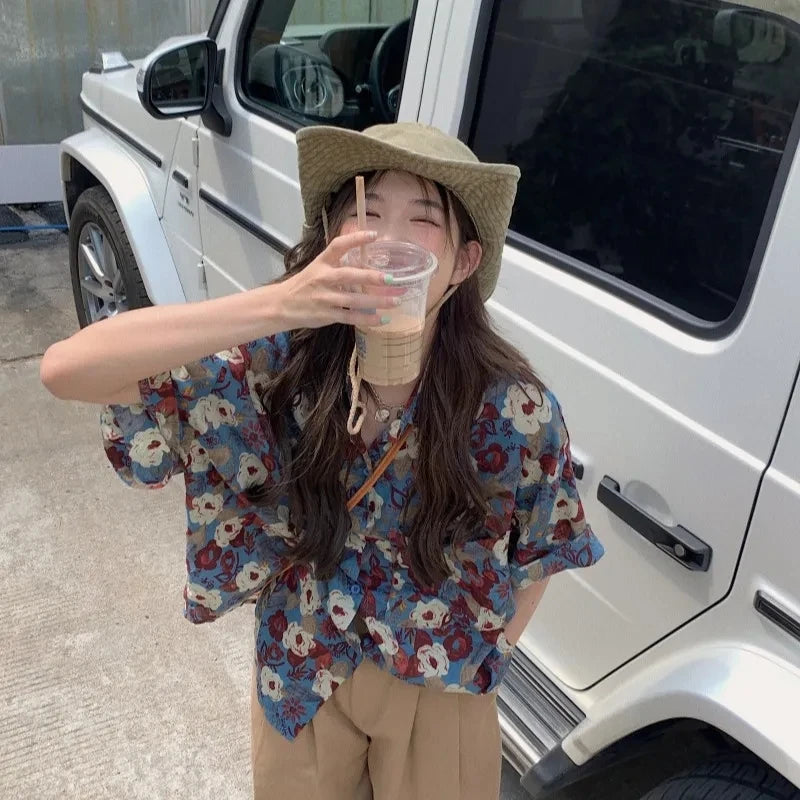 Vintage Botanical Chiffon Blouse