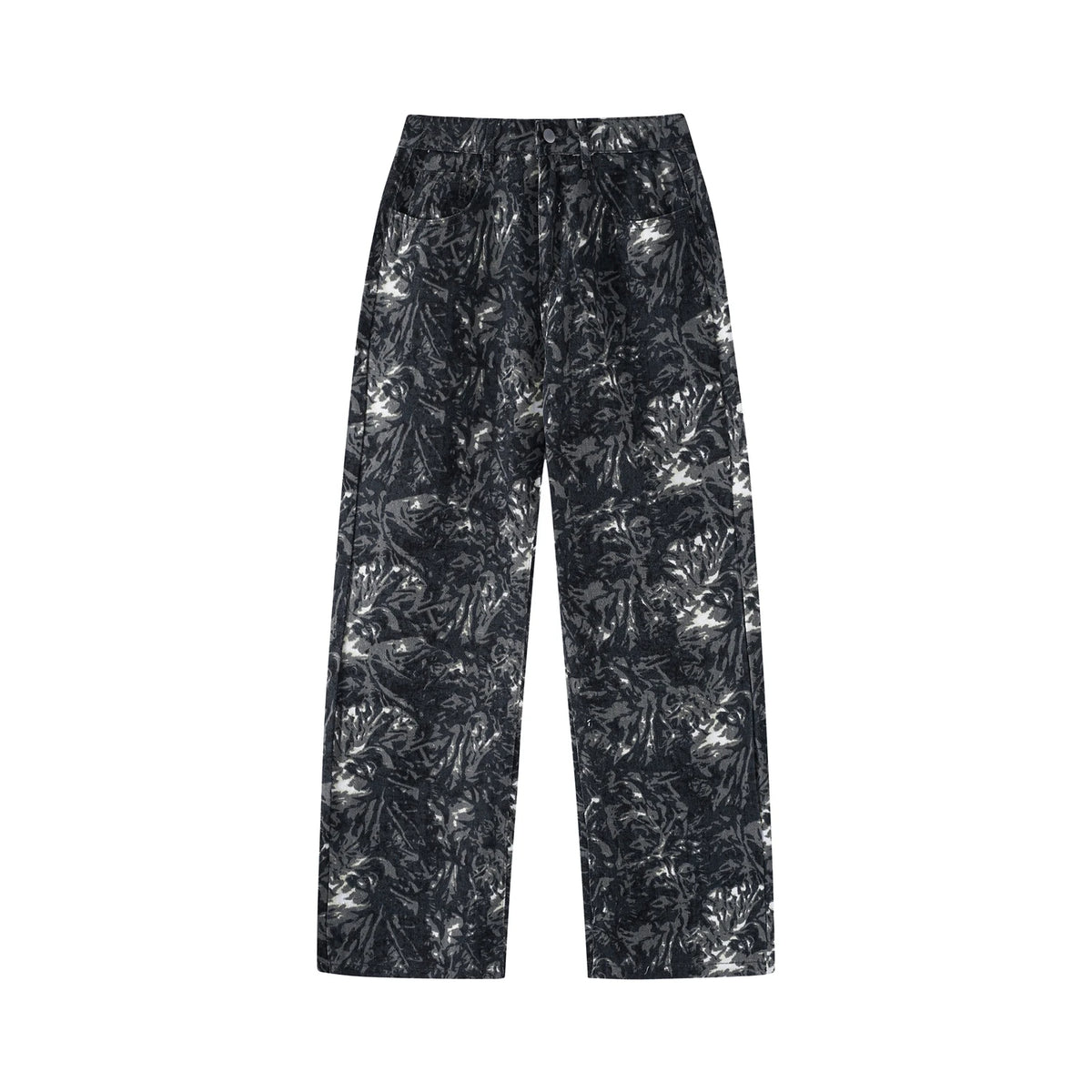 Floral Print Straight-Leg Jeans