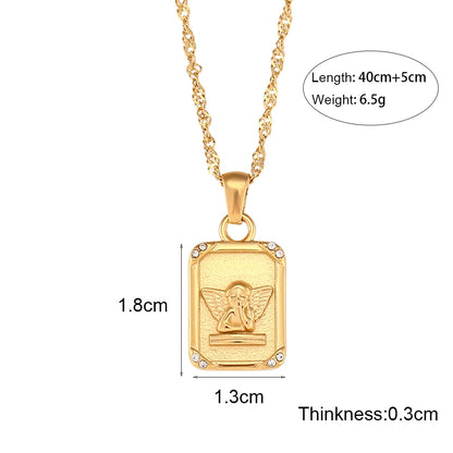 Renaissance Angel Gold Plated Card Necklace