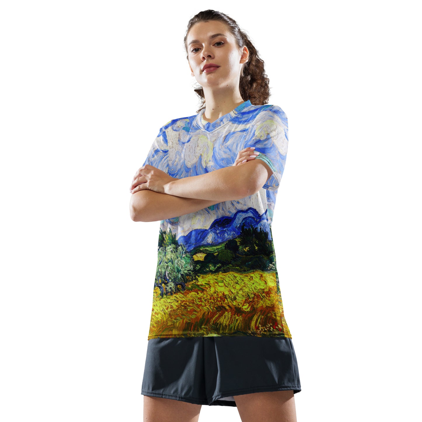 Wheat Field with Cypresses unisex sports jersey