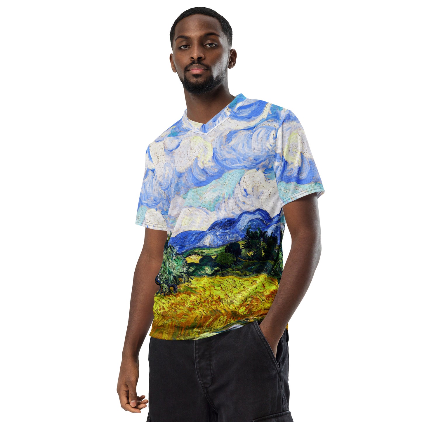 Wheat Field with Cypresses unisex sports jersey