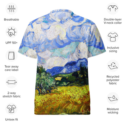 Wheat Field with Cypresses unisex sports jersey