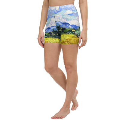 Wheat Field with Cypresses Yoga Shorts