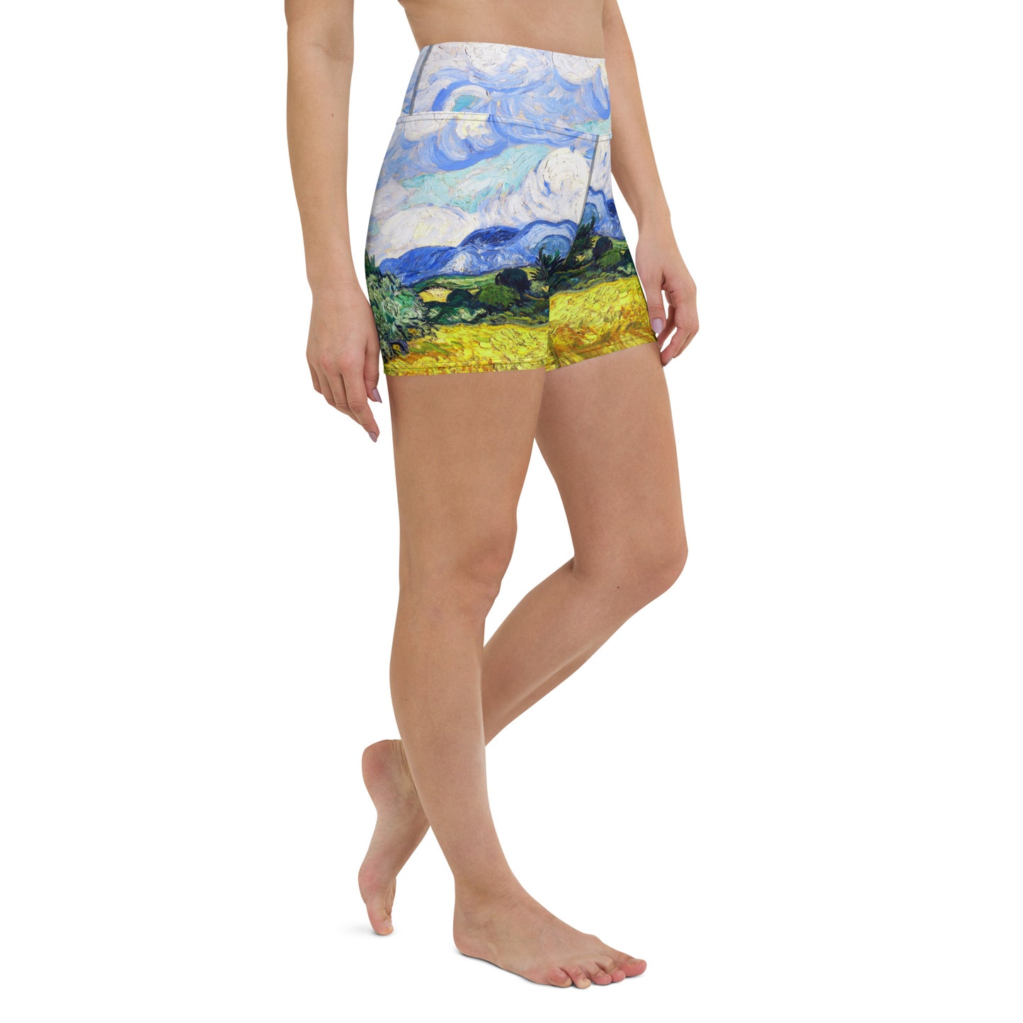 Wheat Field with Cypresses Yoga Shorts