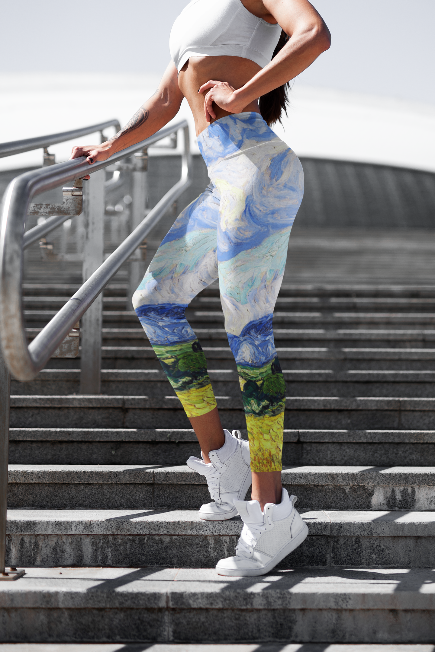 Wheat Field with Cypresses Leggings