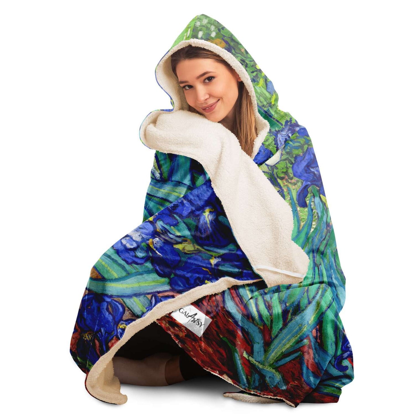 Van Gogh Irises Hooded Blanket