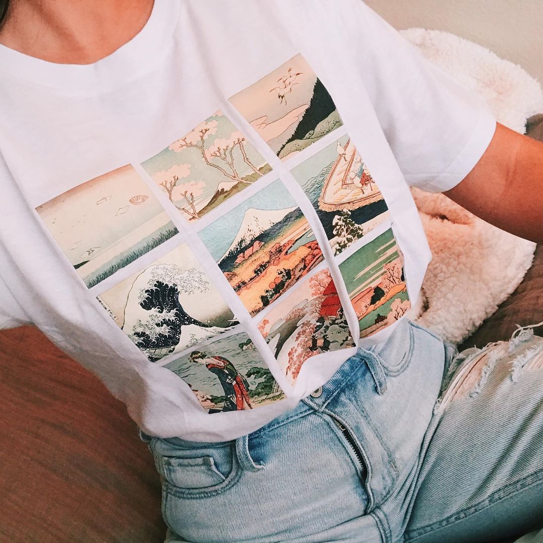 Hokusai grid T-shirt