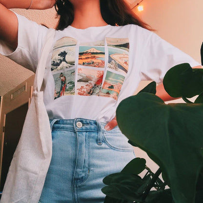 Hokusai grid T-shirt