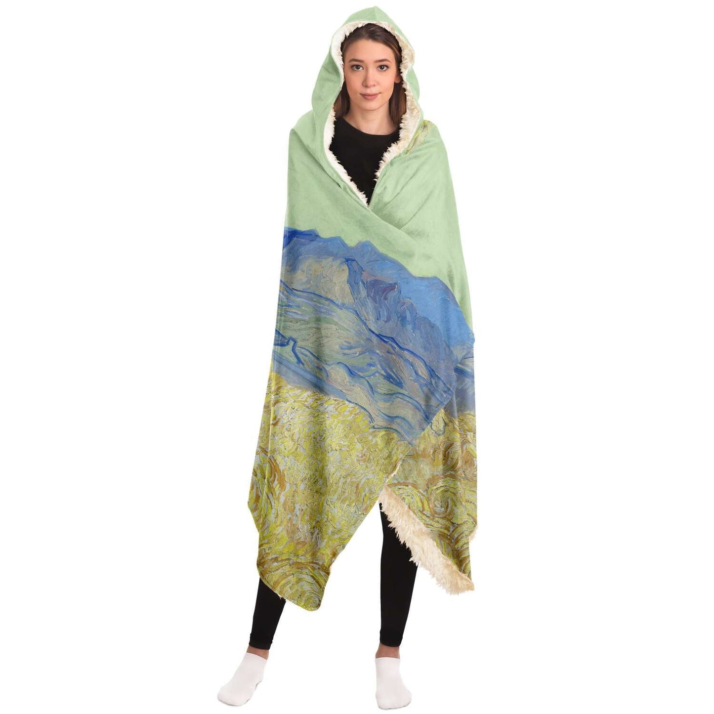 Van Gogh Van gogh Wheatfield with a Reaper Hooded Blanket