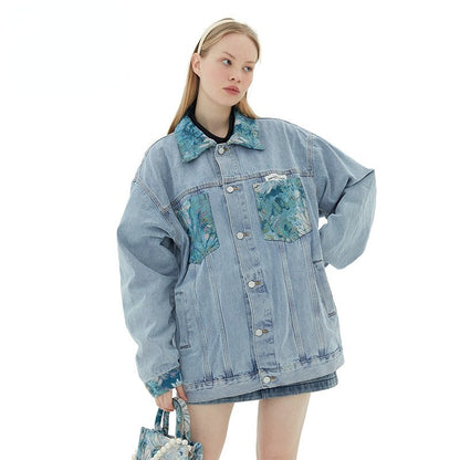 Van Gogh inspired Pocket Denim Jacket