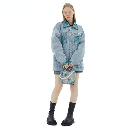 Van Gogh inspired Pocket Denim Jacket