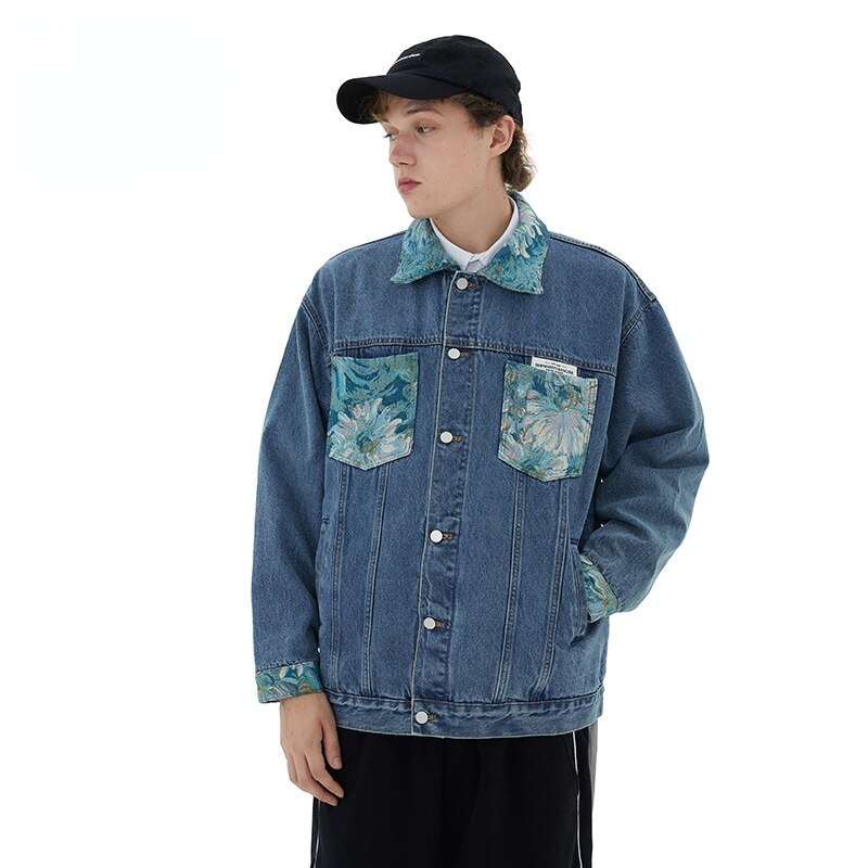 Van Gogh inspired Pocket Denim Jacket