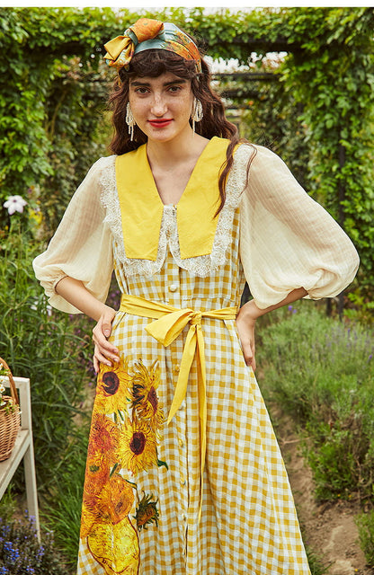 sunflowers antique dress