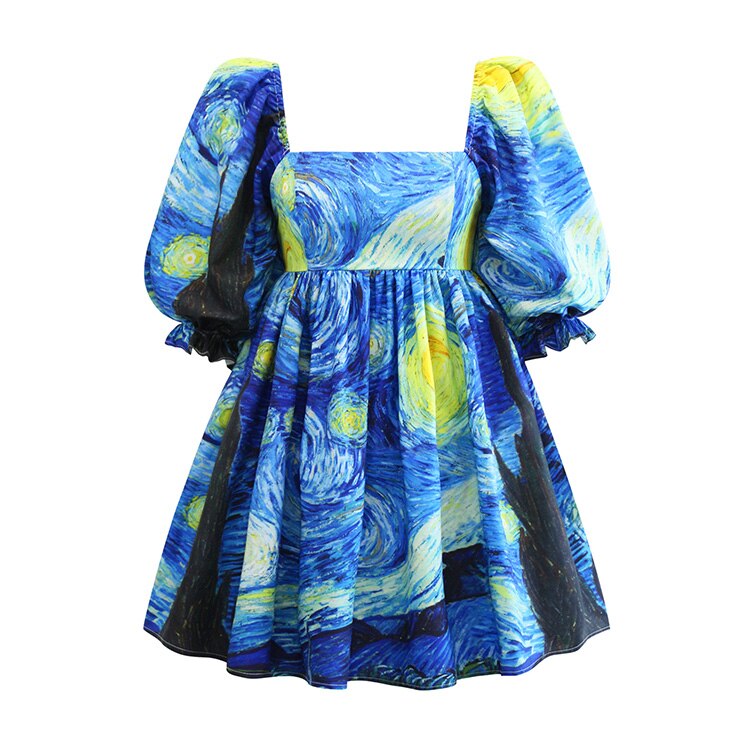 Van Gogh Starry Night Puffy mini dress