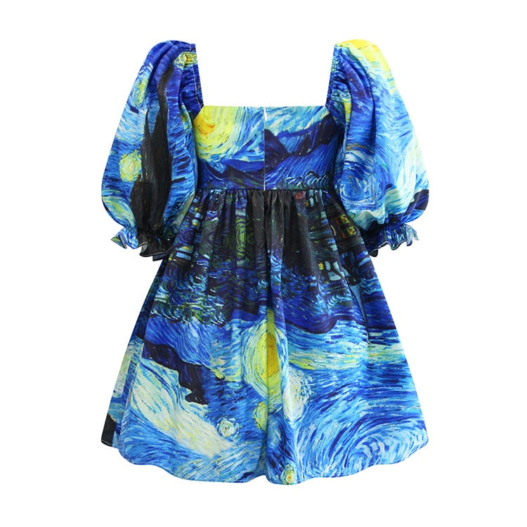 Van Gogh Starry Night Puffy mini dress