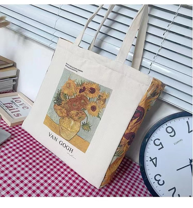 Van Gogh Artsy canvas tote bags