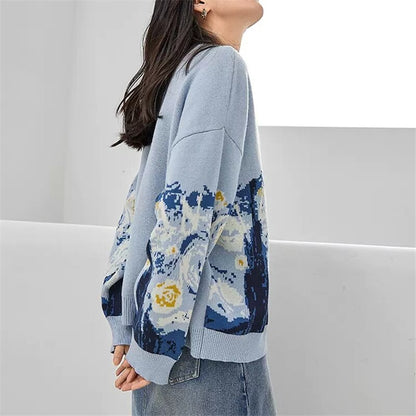 Van Gogh Starry Night Knitted Cardigan sweater