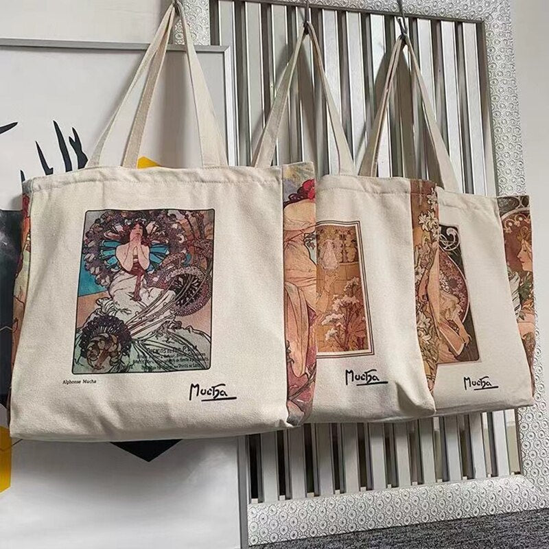 Alphonse Mucha Canvas Tote Bags