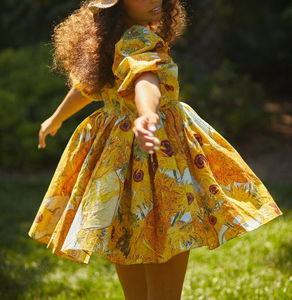 Van Gogh Sunflowers Puffy mini dress