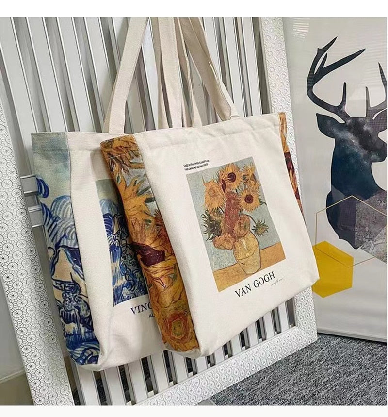 Van Gogh Artsy canvas tote bags