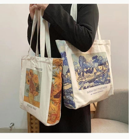 Van Gogh Artsy canvas tote bags