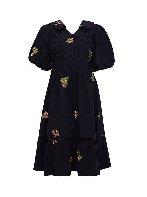 sunflowers black vintage dress