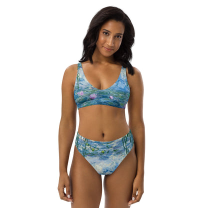 Claude Monet Water lilies high-waisted bikini