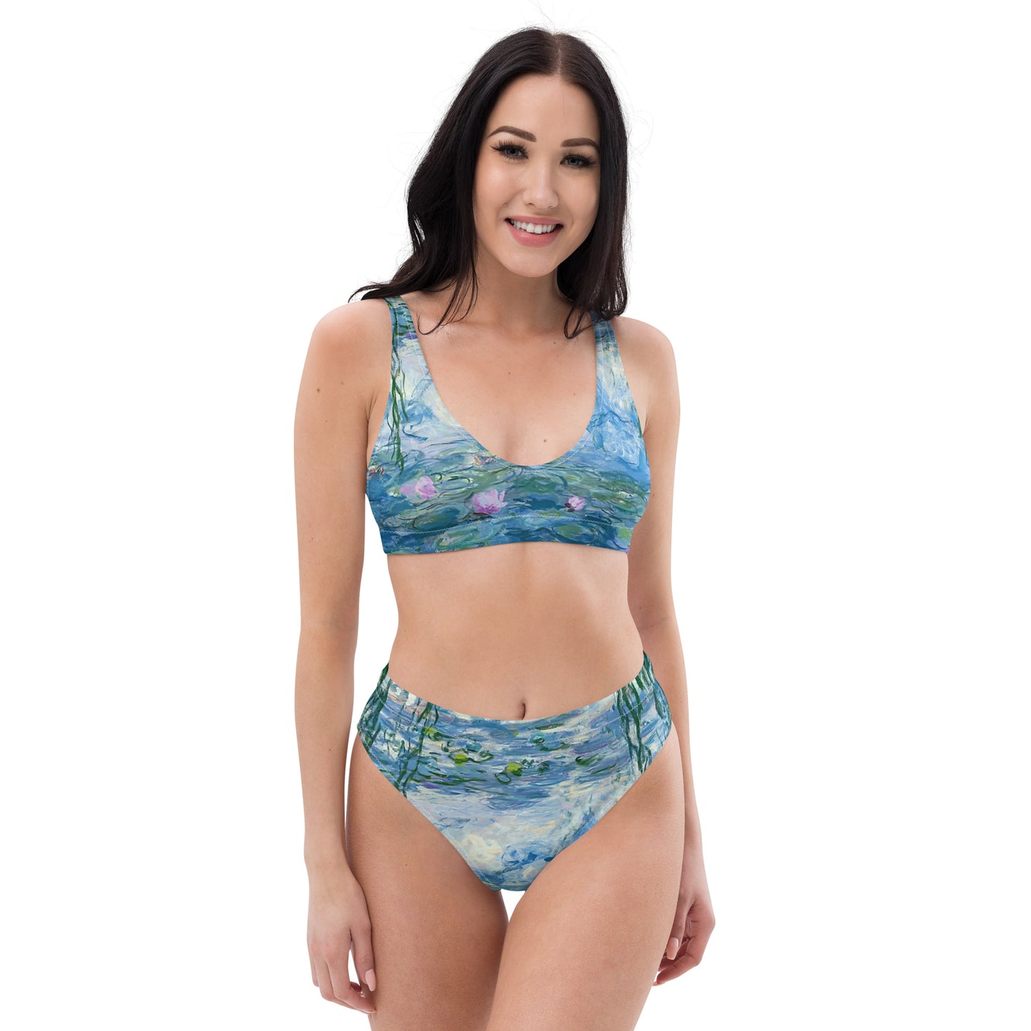 Claude Monet Water lilies high-waisted bikini