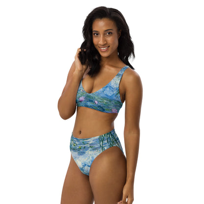 Claude Monet Water lilies high-waisted bikini