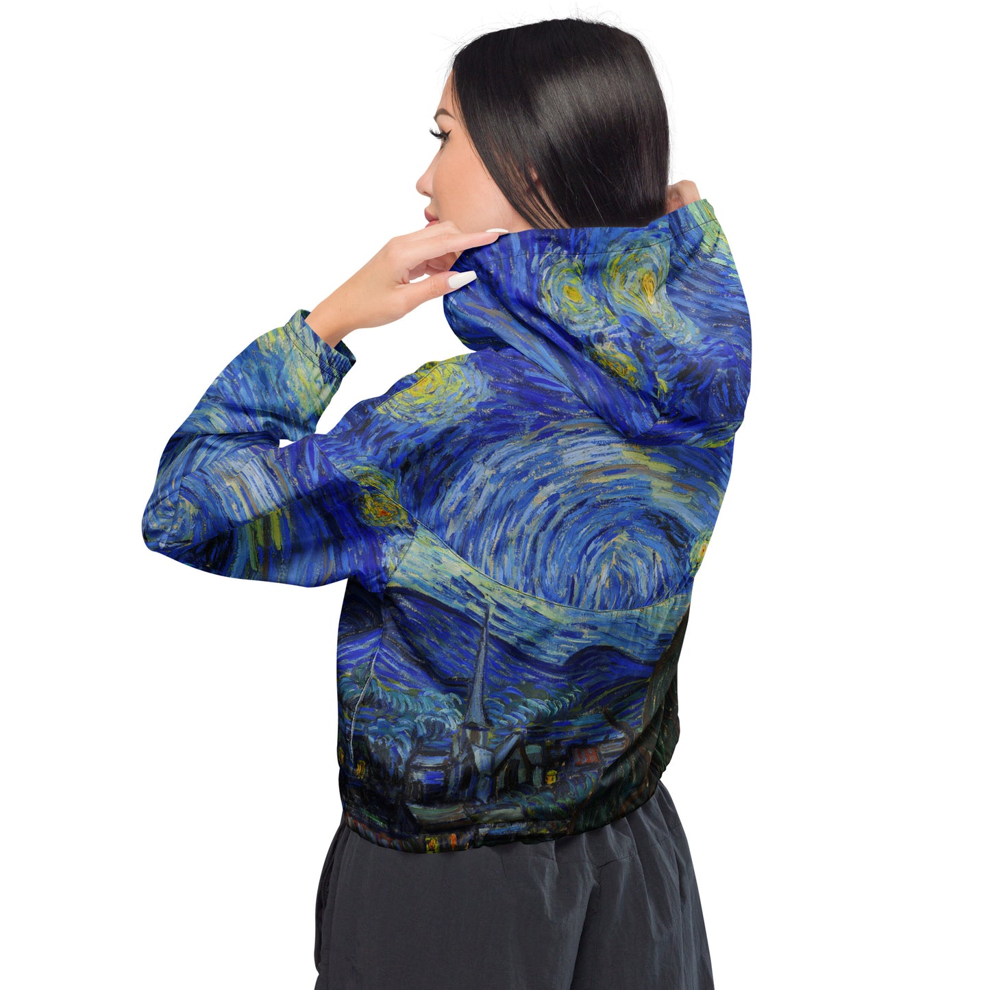 Van gogh Starry Night cropped windbreaker