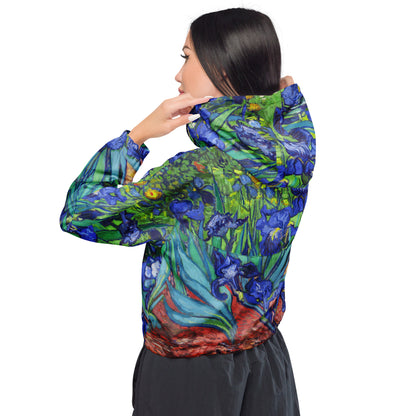 Van Gogh Irises cropped windbreaker