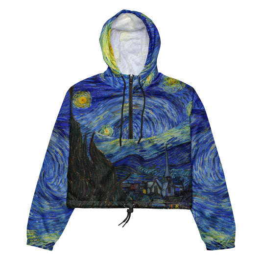 Van gogh Starry Night cropped windbreaker