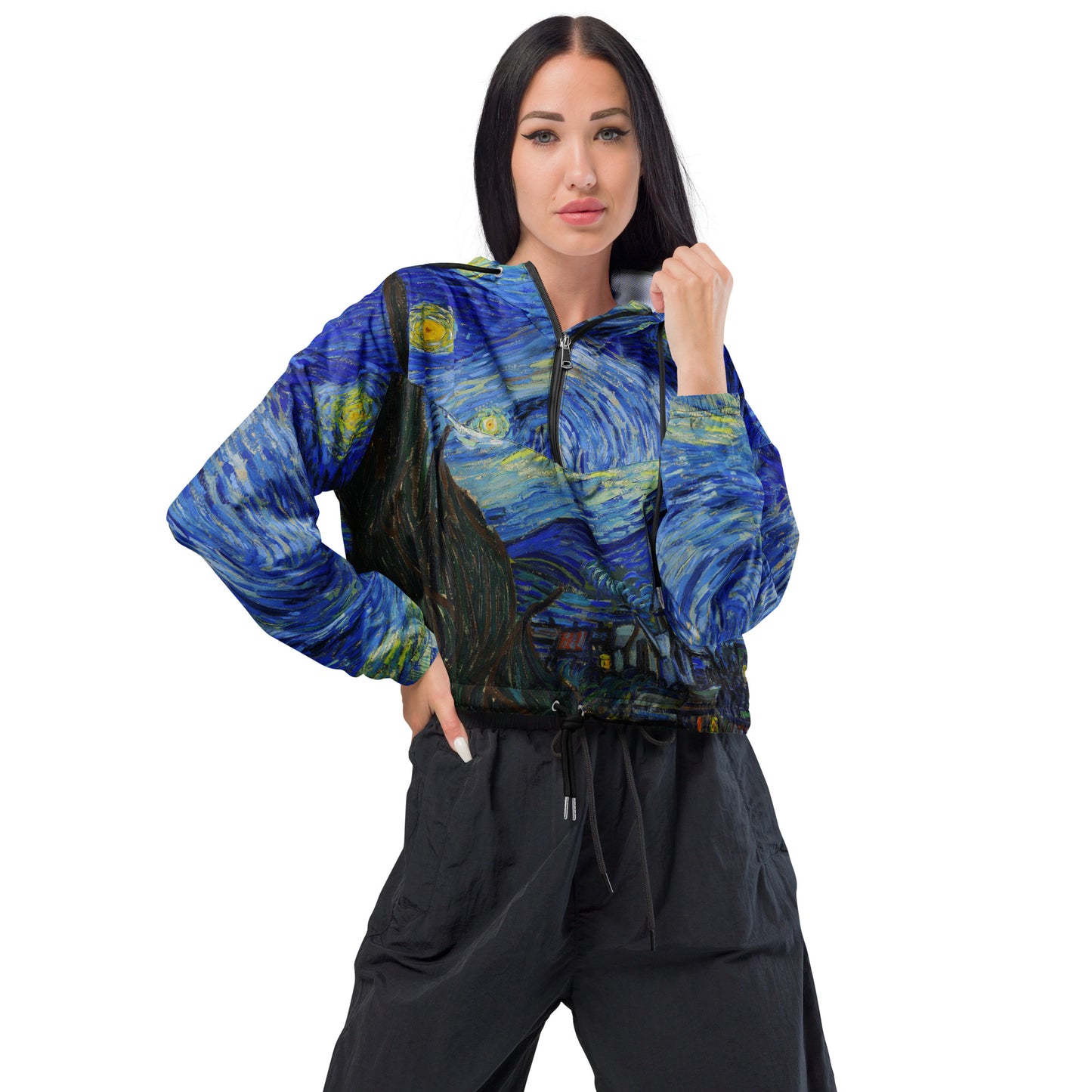 Van gogh Starry Night cropped windbreaker