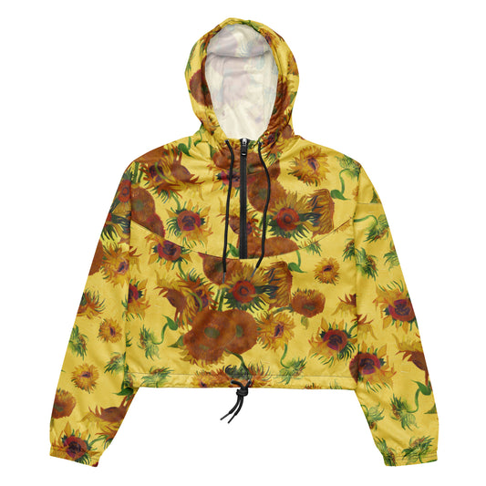 Van Gogh Sunflowers cropped windbreaker