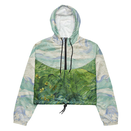 Van Gogh Green Field cropped windbreaker