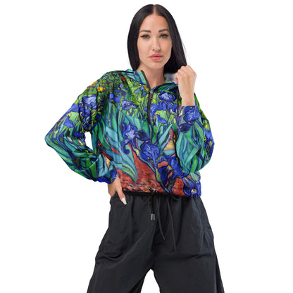 Van Gogh Irises cropped windbreaker