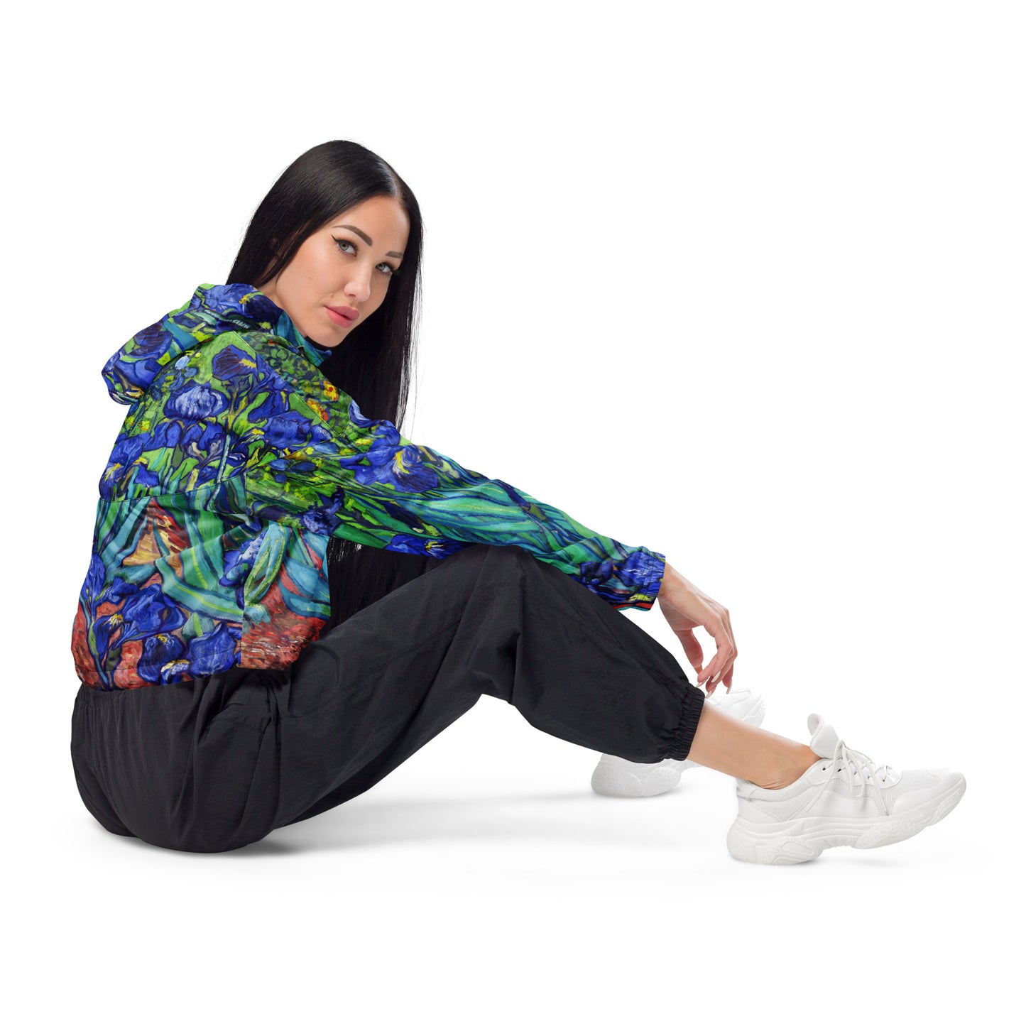 Van Gogh Irises cropped windbreaker