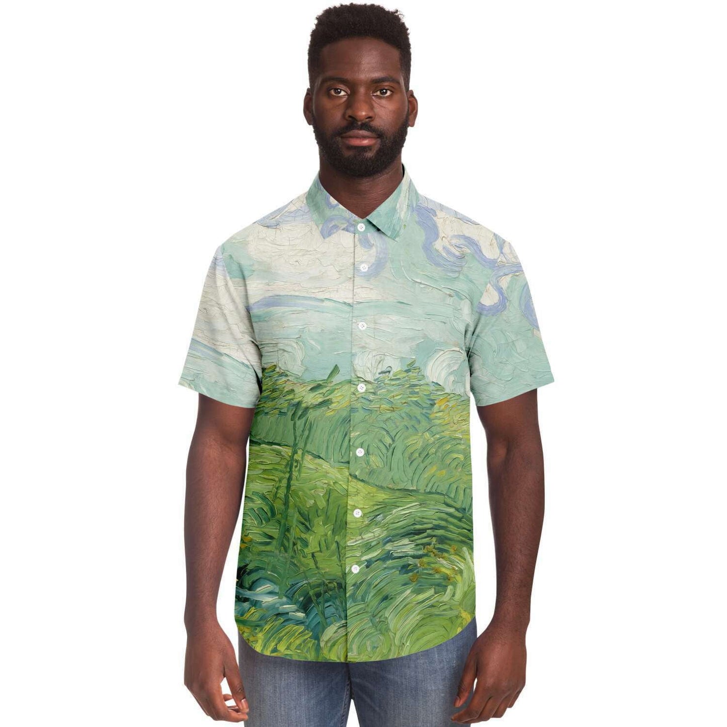 Van gogh green field Buttoned Shirt