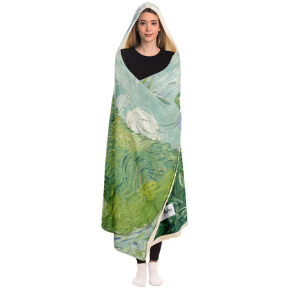 Van gogh green field Hooded Blanket