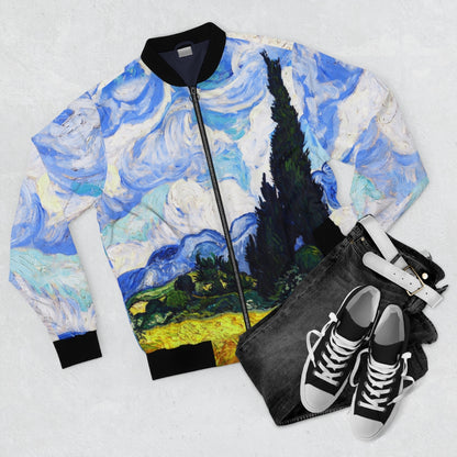 Wheat Field with Cypresses Bomber Jacket