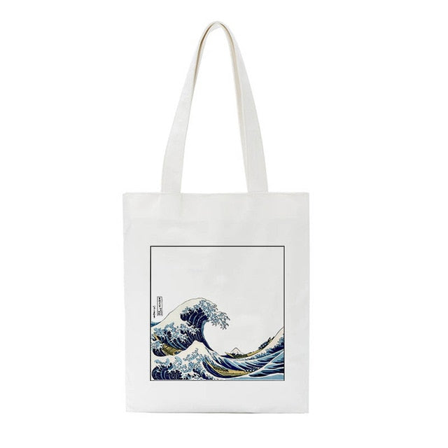 Hokusai wave bag