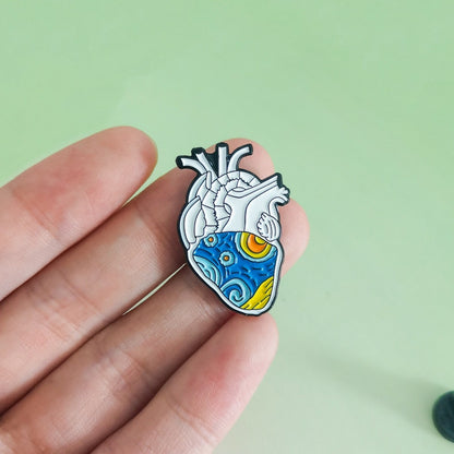 Starry Night Heart Enamel pin