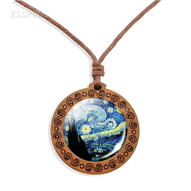 Van Gogh Art Wooden Necklace