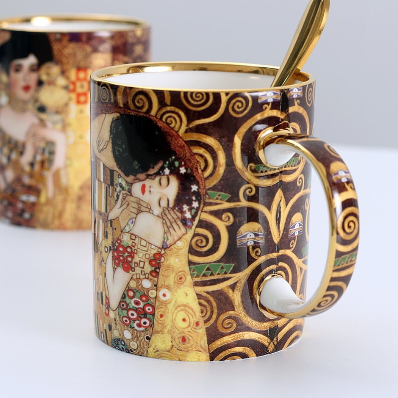 Gustave Klimt Coffee Cups With Spoon